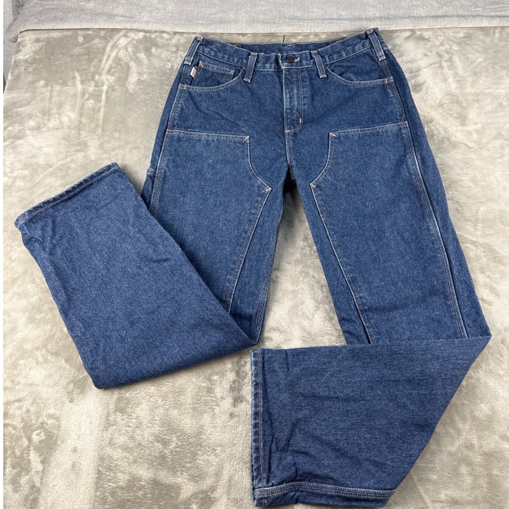 Carhartt Jeans Mens 34x32 100170 451 Blue Flame Resistant Double Front EUC